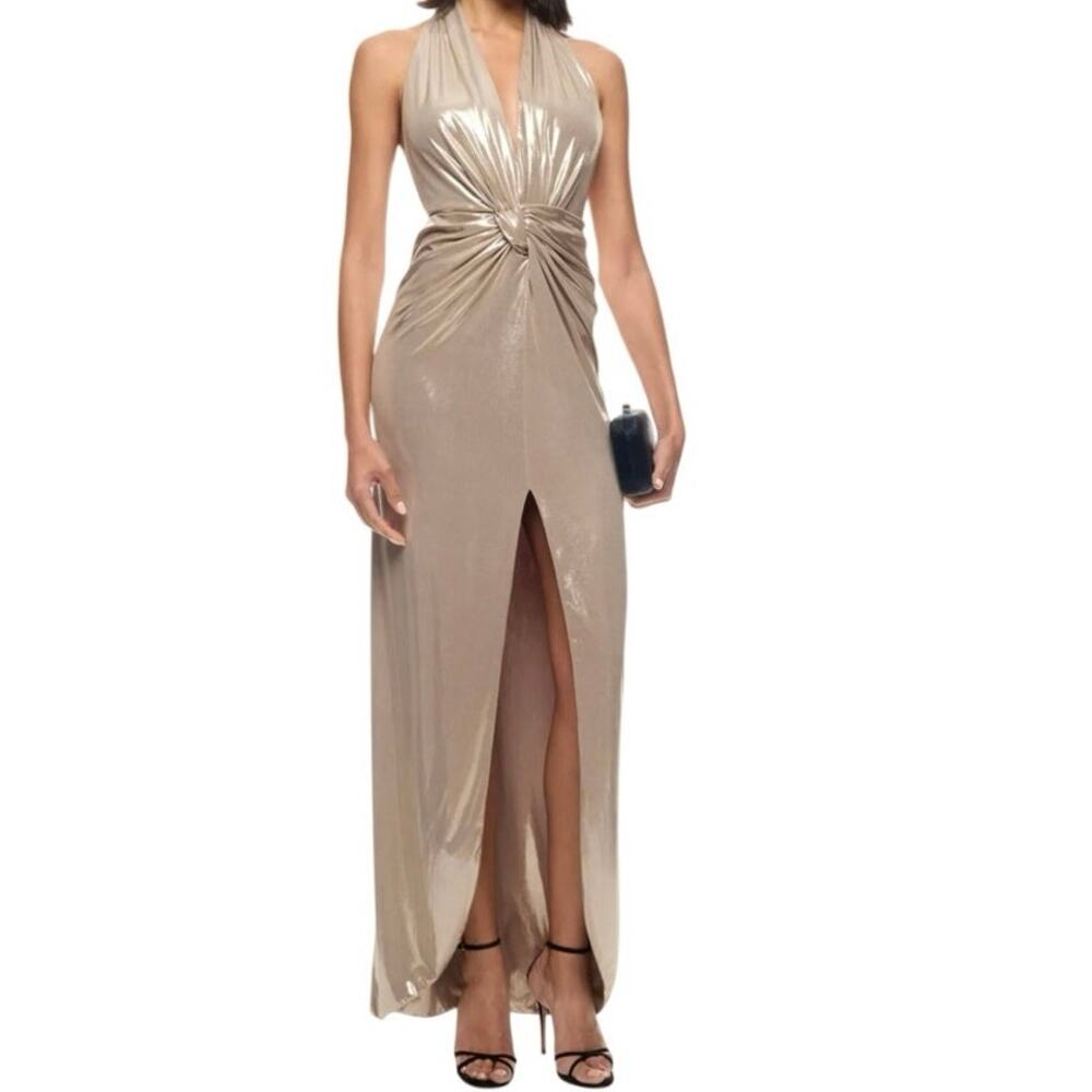 NISSA Backless Lame Maxi golden Dress size 6